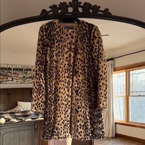 J. McLaughlin Tan and Brown Faux Fur Coat